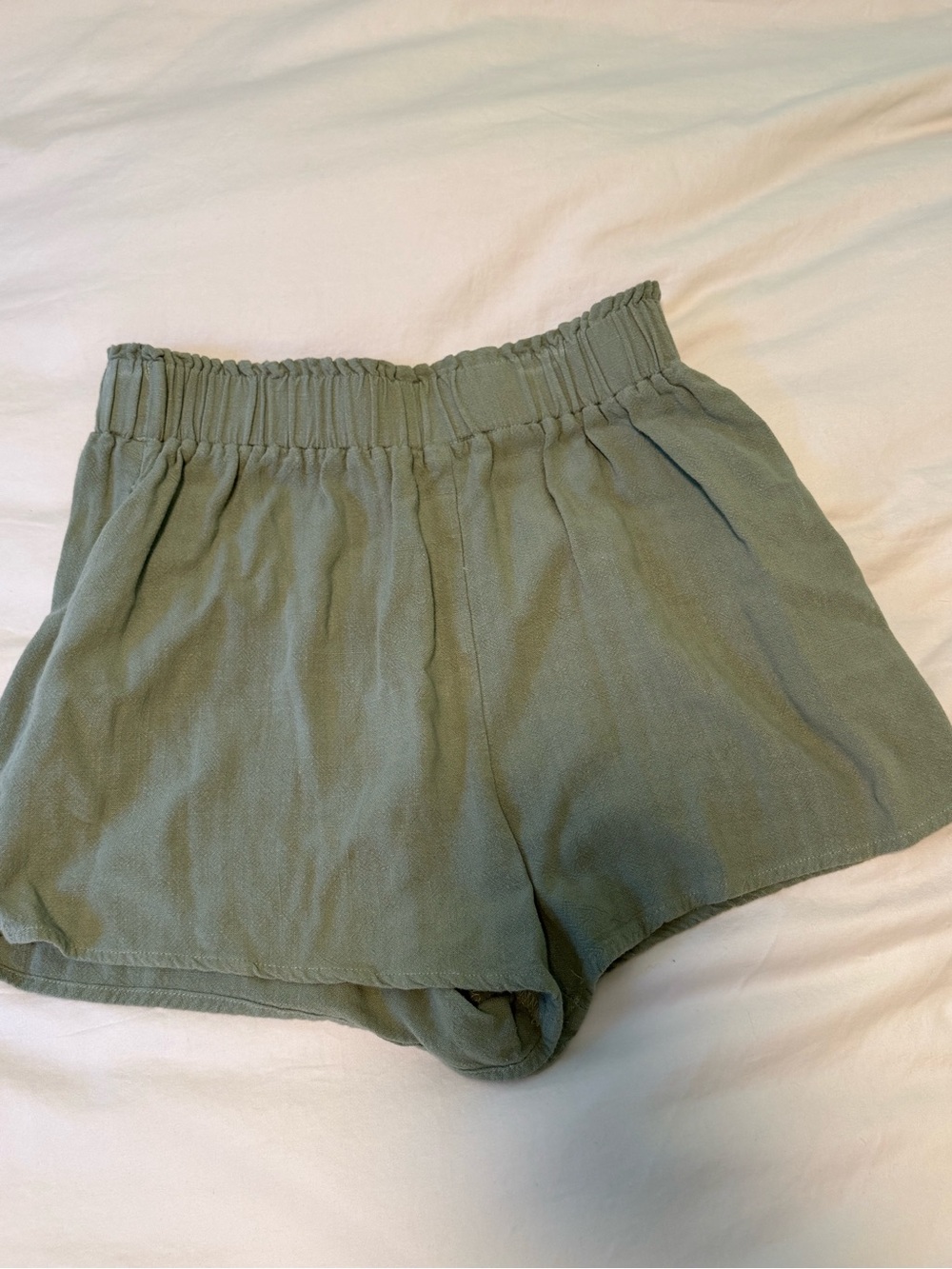 Olive Green High-Waist Flowy Shorts